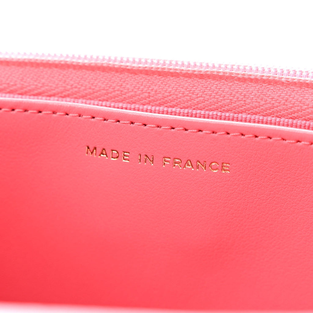 Caviar Quilted Wallet On Chain WOC Dark Pink