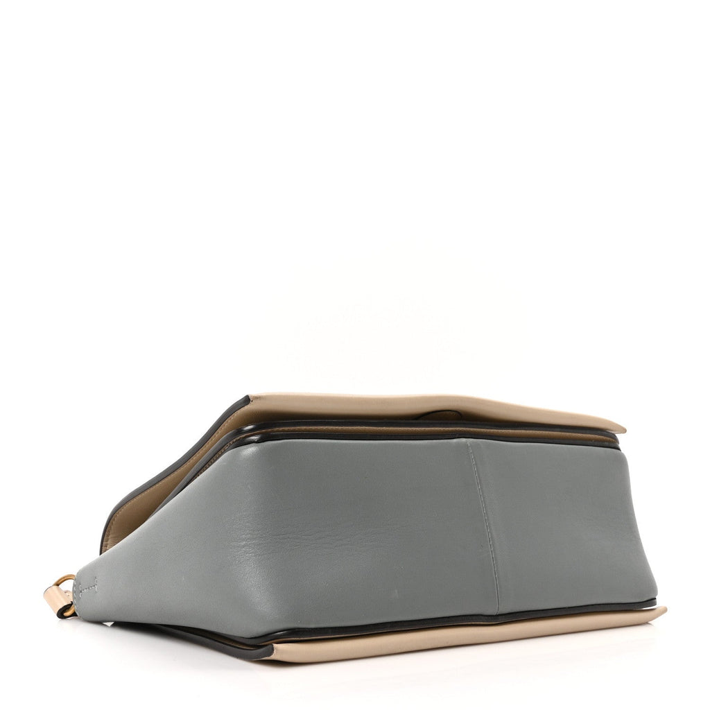 Shiny Smooth Calfskin Medium Frame Shoulder Bag Grege Storm