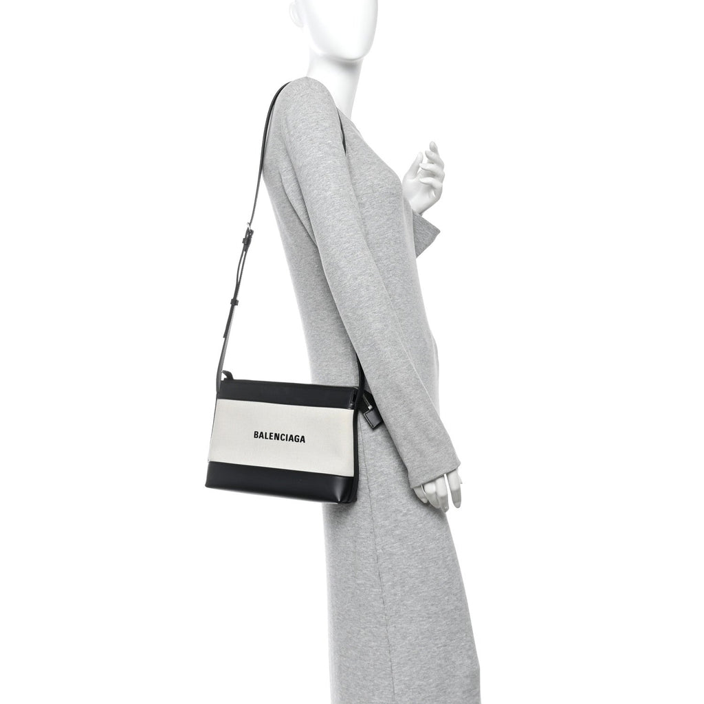 Cotton Canvas Pochette Crossbody Bag Black