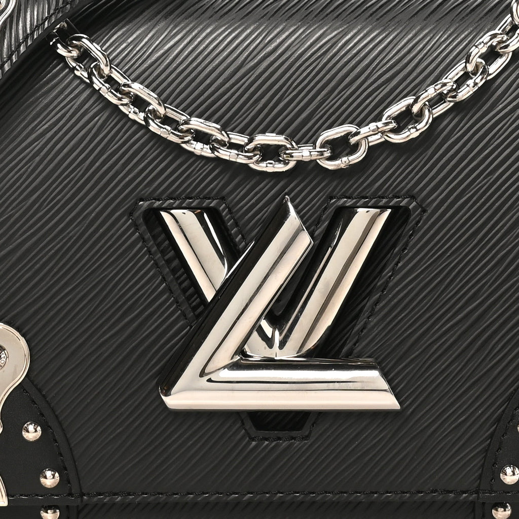 Epi Studded Mirror Twist Shoulder Bag MM Black