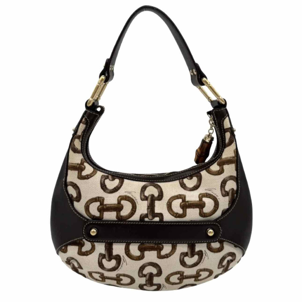 GUCCI Canvas Bamboo Horsebit Amalfi Hobo Bag