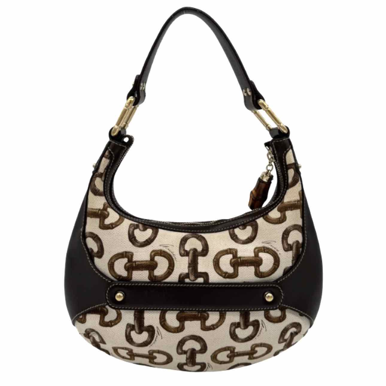 GUCCI Canvas Bamboo Horsebit Amalfi Hobo Bag