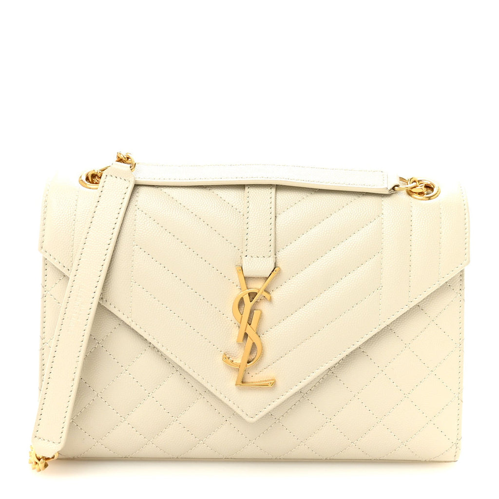 Grain De Poudre Textured Mixed Matelasse Medium Triquilt Monogram Satchel Crema Soft