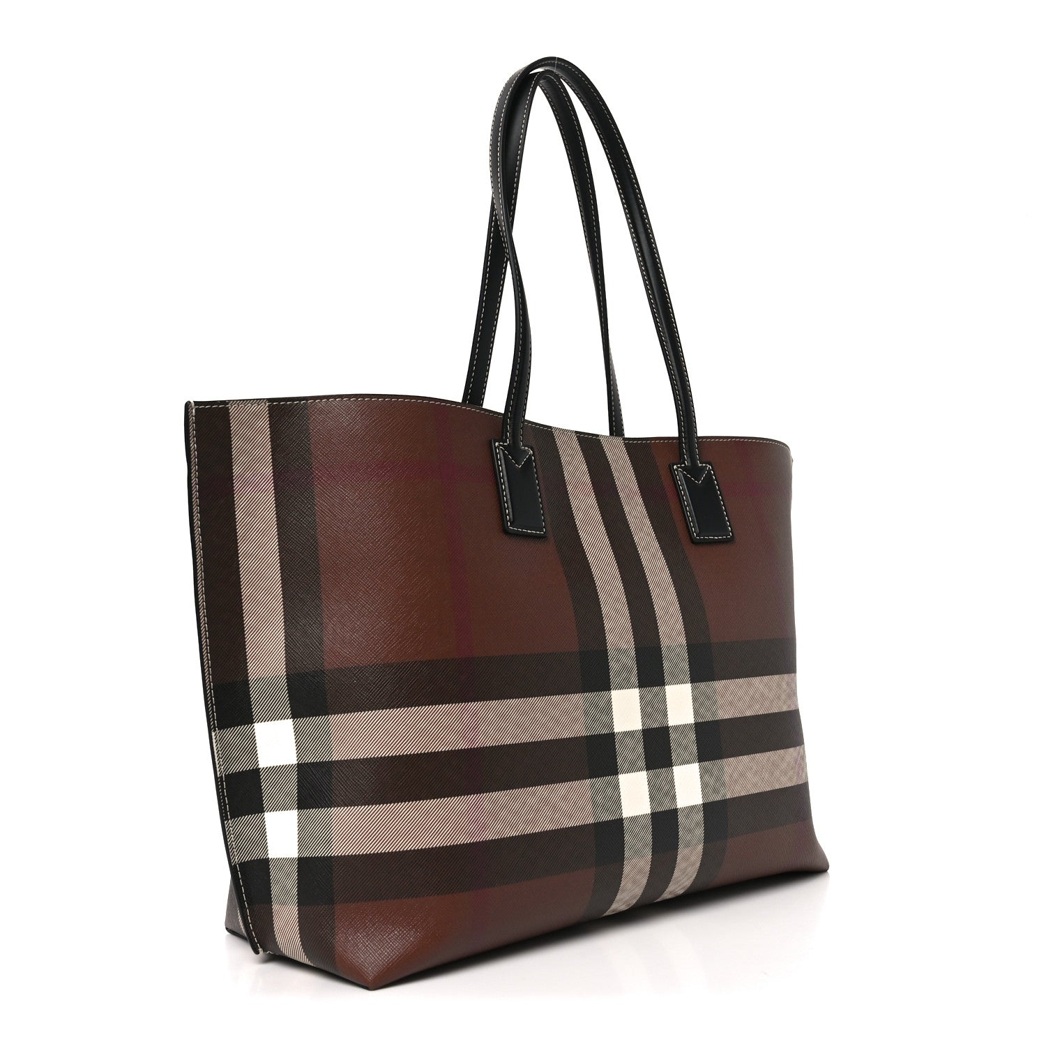 E-Canvas Check Medium Soft TB Tote Dark Birch Brown