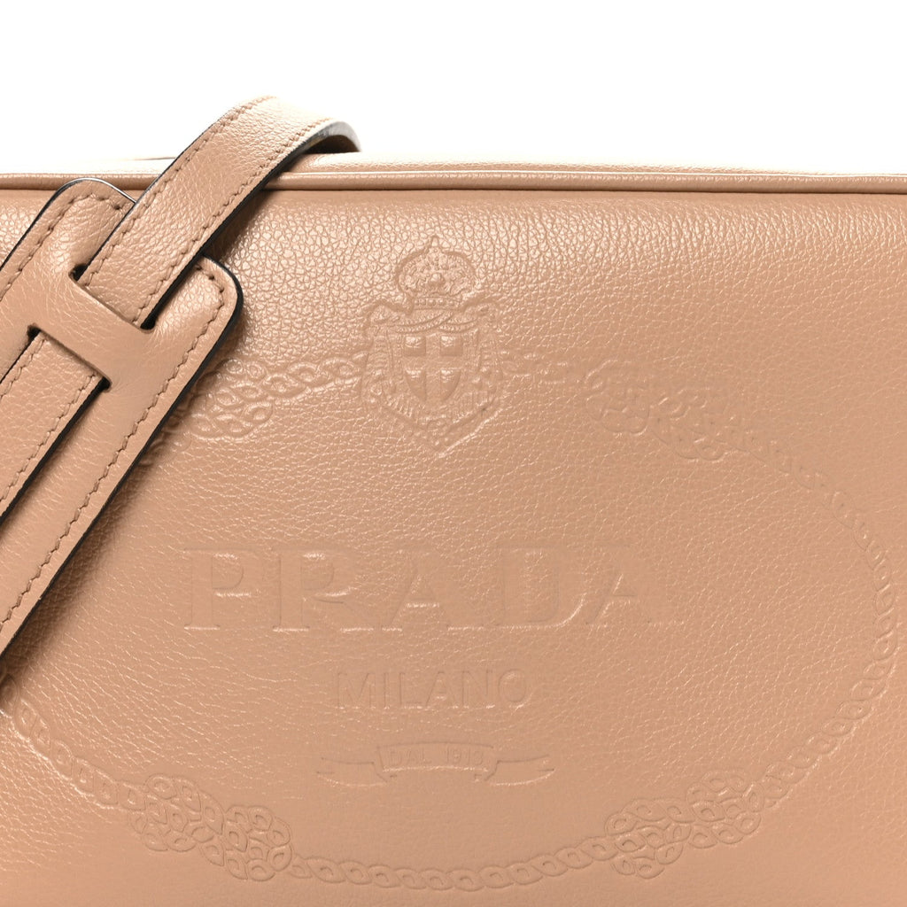 Glace Calfskin Embossed Logo Crossbody Cammeo
