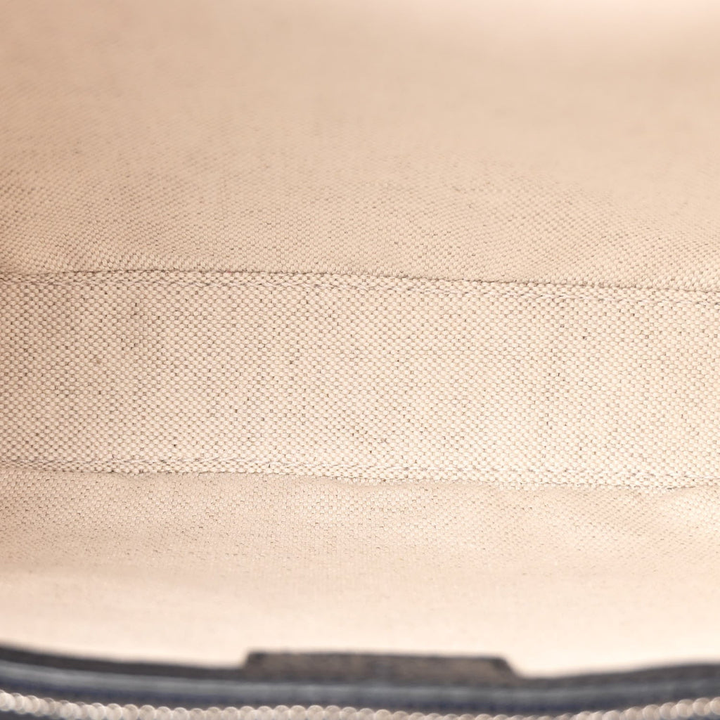 GG Supreme Monogram Textured Dollar Calfskin Web Ophidia Wristlet Shoulder Bag Black Blue