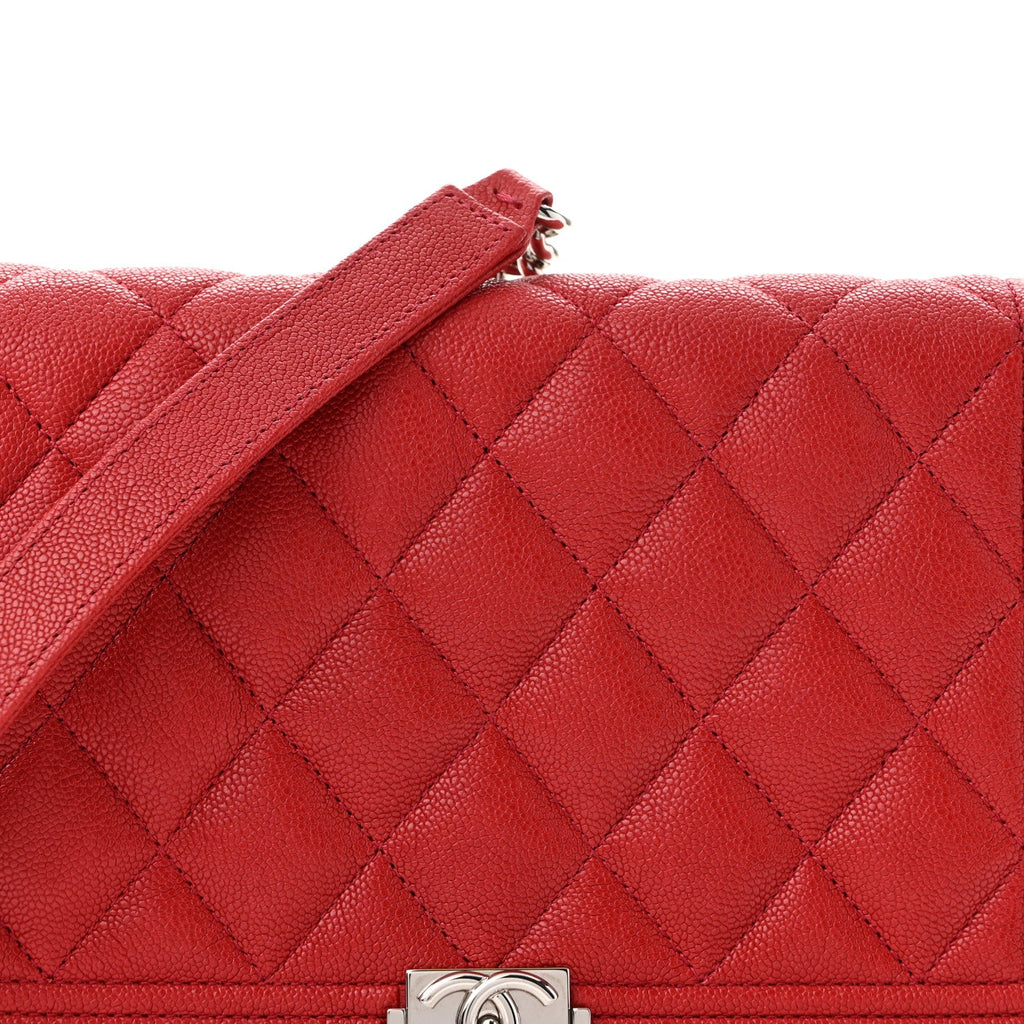 Caviar Quilted Boy Wallet On Chain WOC Red