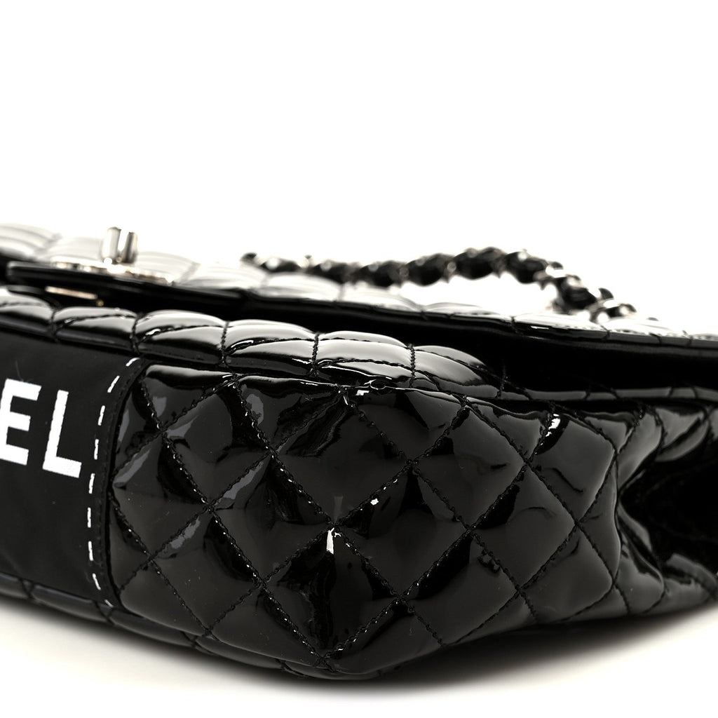 Patent Quilted Secret Label Medium Flap Black