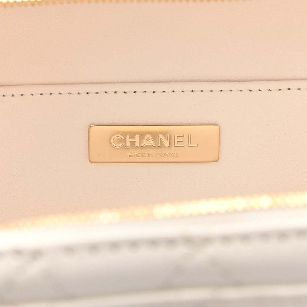 Lambskin Quilted Coco Click Bag White