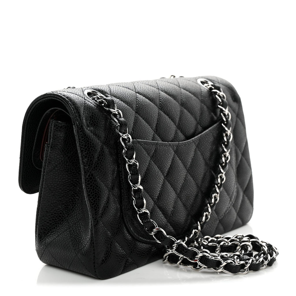 Caviar Quilted Small Double Flap Black