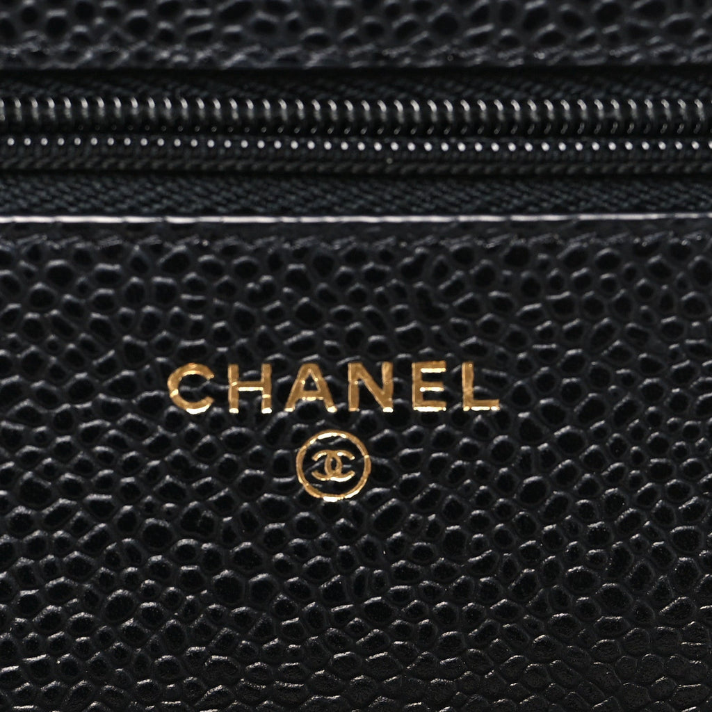 Caviar Quilted Wallet on Chain WOC Black