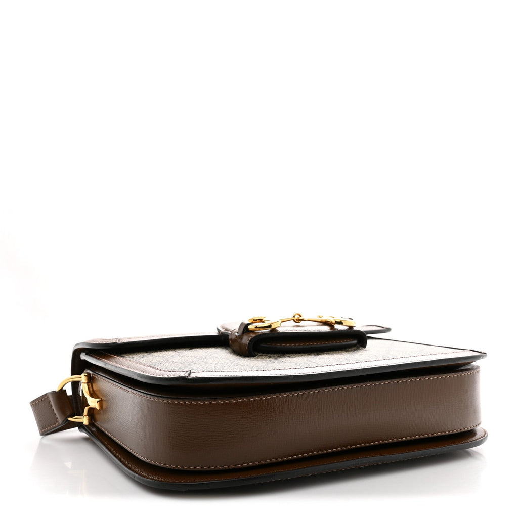 GG Supreme Monogram Horsebit 1955 Shoulder Bag Beige Brown Sugar