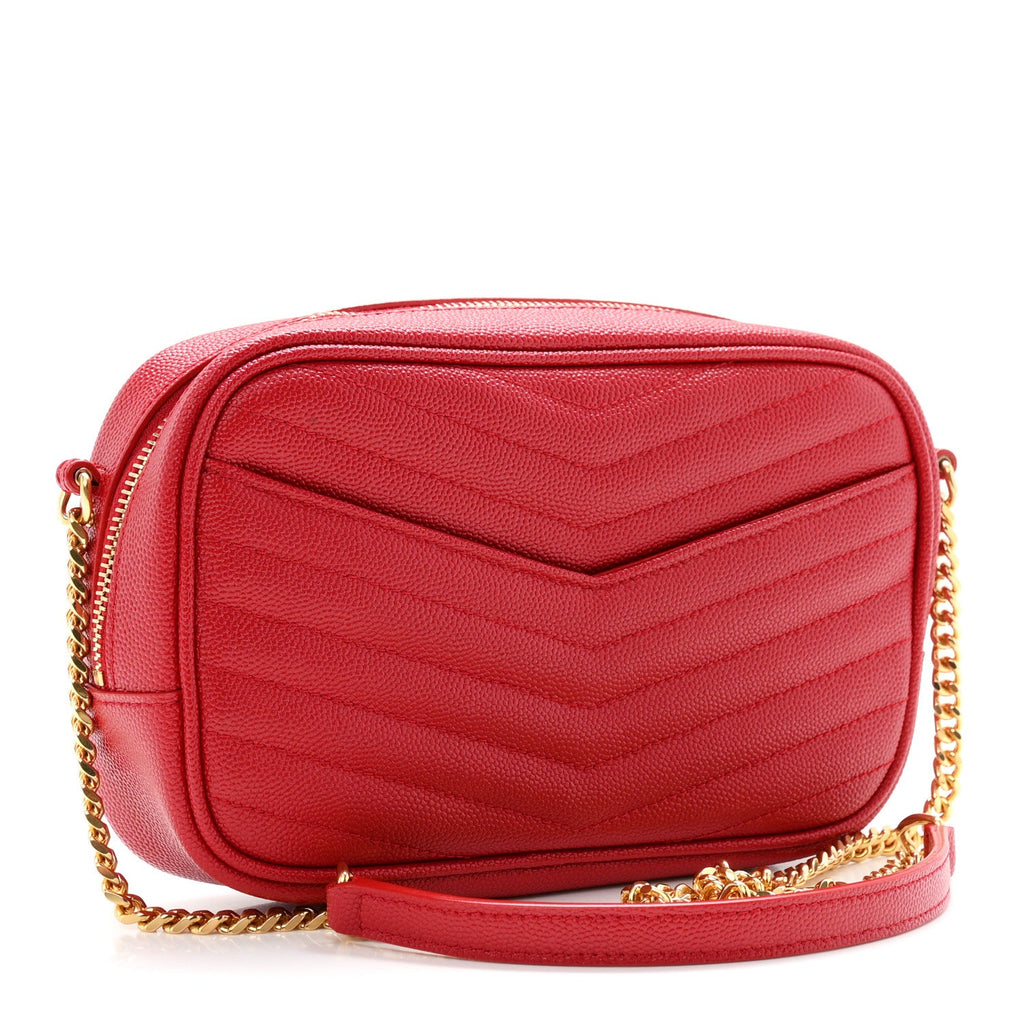 Grain De Poudre Matelasse Monogram Mini Lou Camera Bag Eros Red