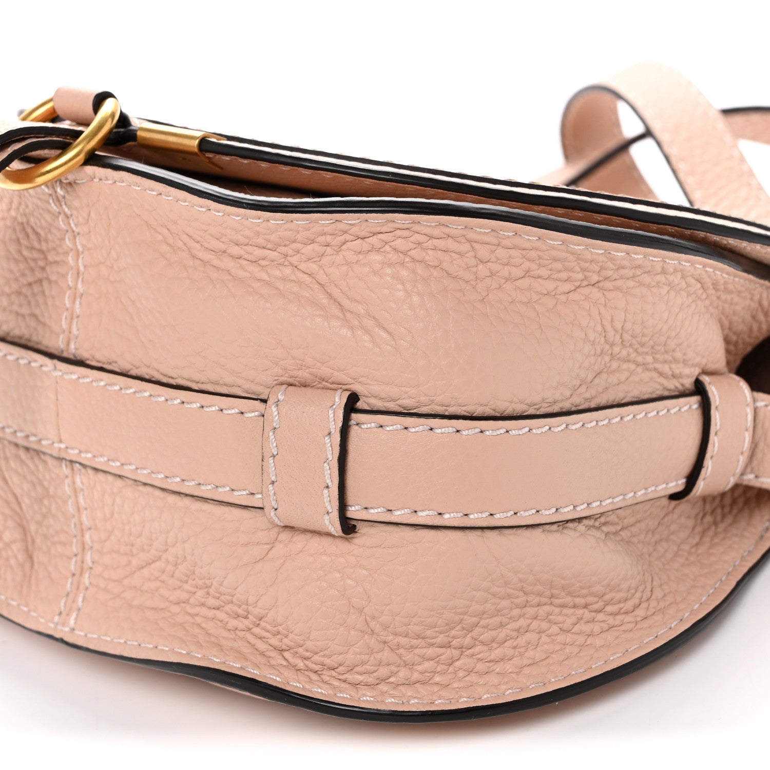 Grained Calfskin Mini Marcie Saddle Bag Blush Nude