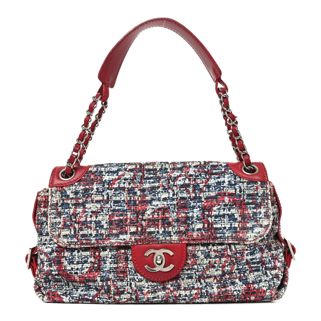 Tweed Lambskin Flap Blue Red