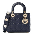 Lambskin Cannage Small Lucky Badges My Lady Dior Navy