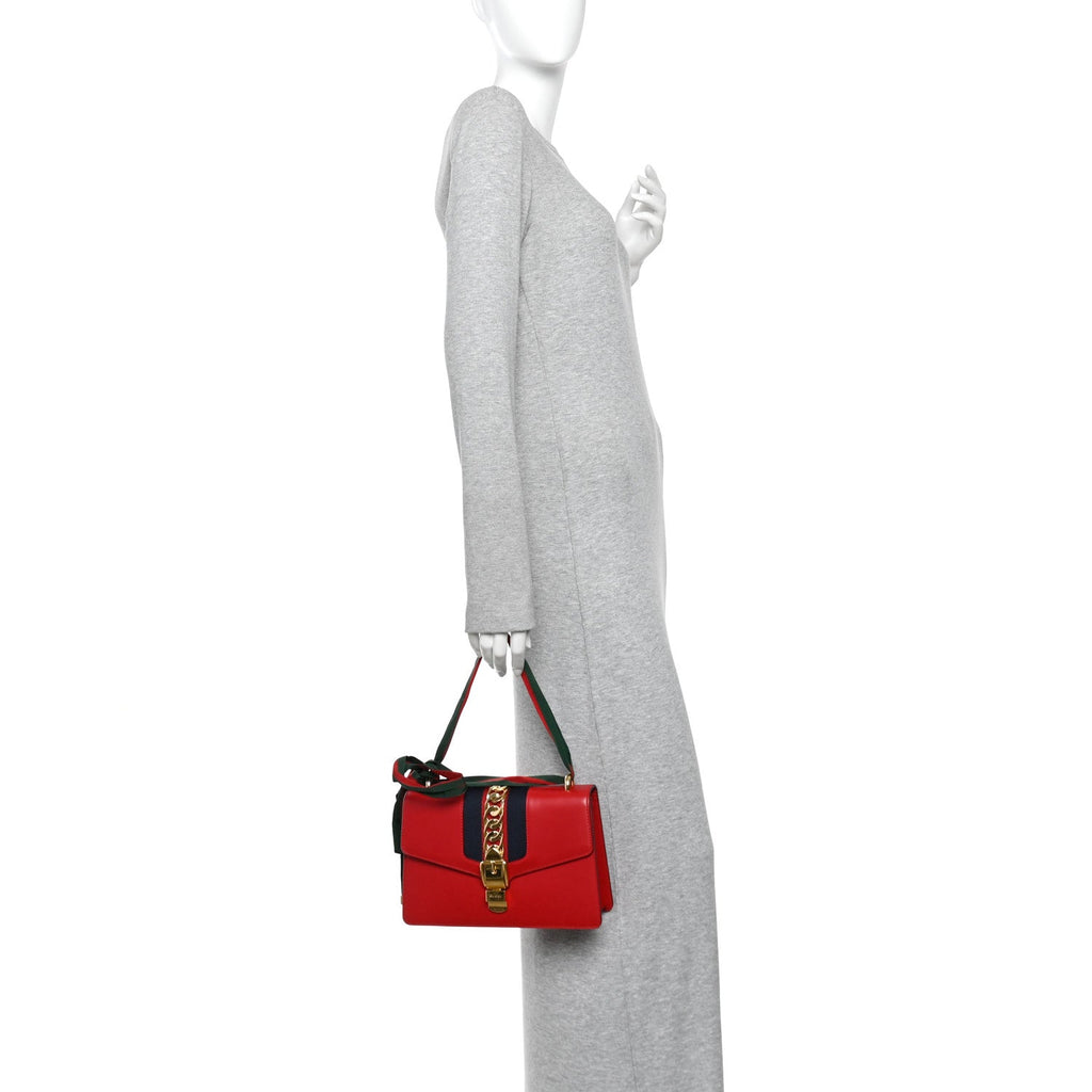 Calfskin Small Sylvie Shoulder Bag Hibiscus Red