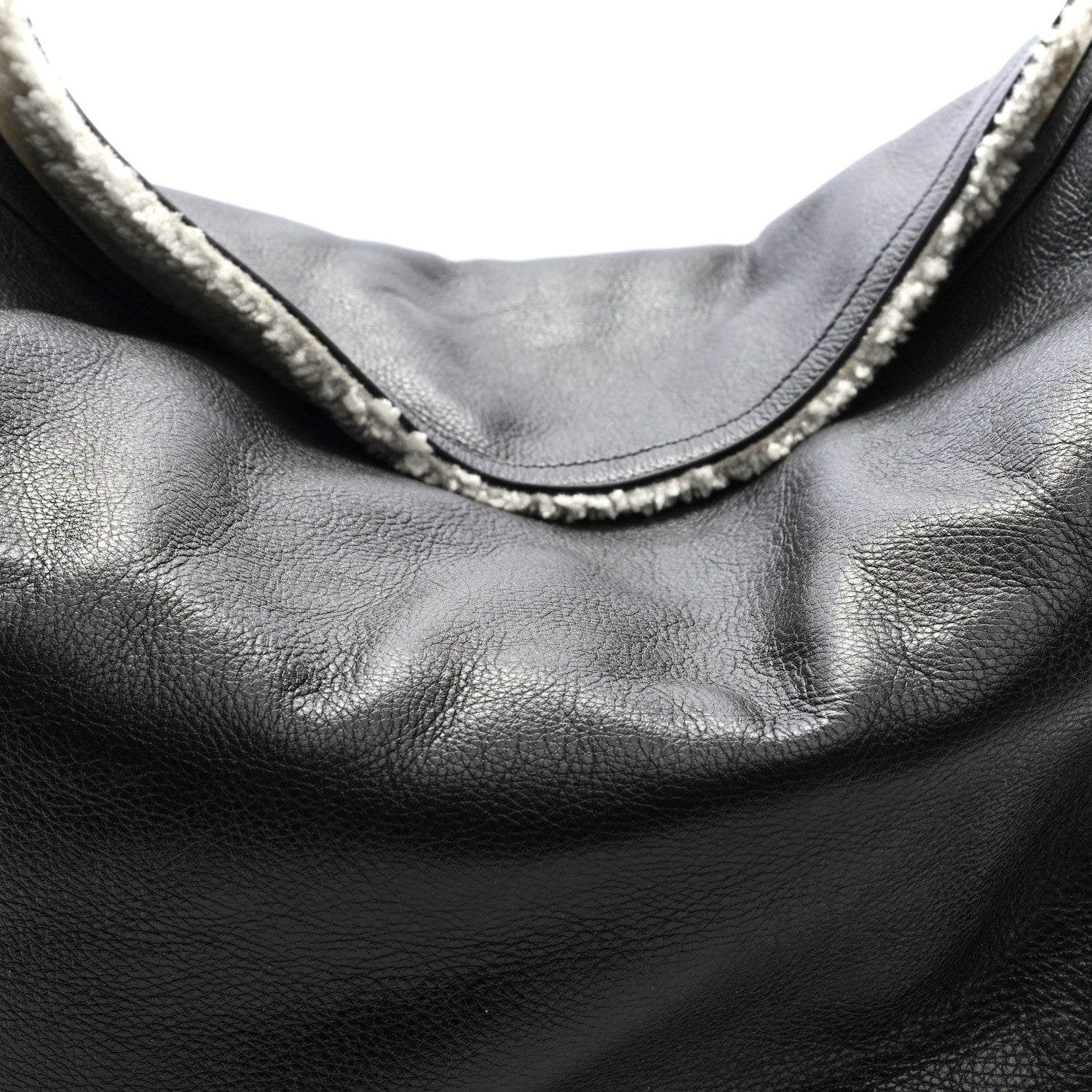 Calfskin Shearling Large Voyou Bag Chocolate