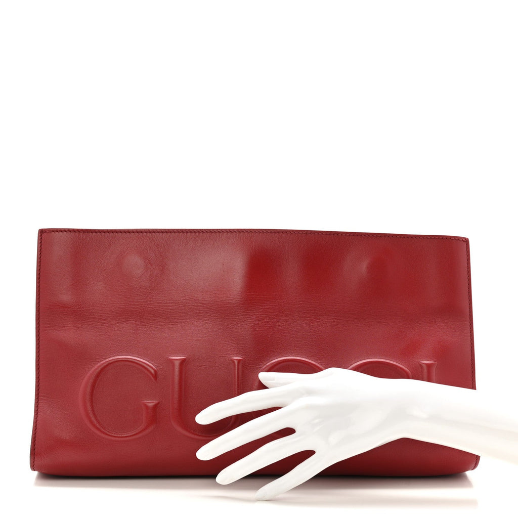 Calfskin Embossed XL Clutch Red