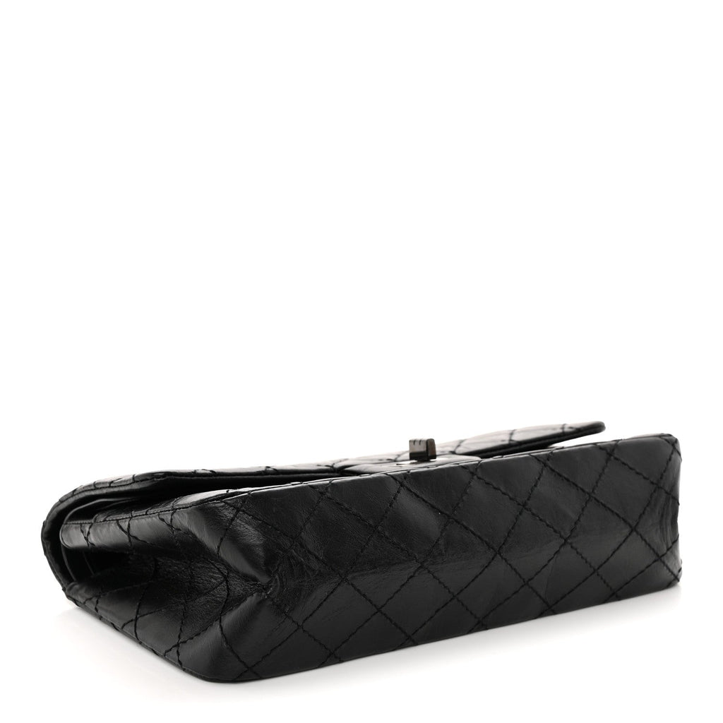 Aged Calfskin Quilted 2.55 Reissue 225 Flap So Black