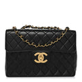 Lambskin Quilted Jumbo Single Flap Black