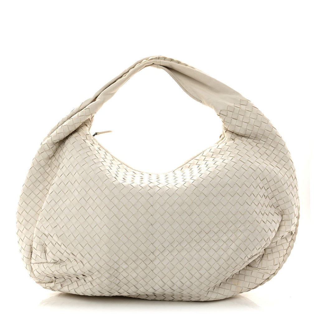 Nappa Intrecciato Large Belly Veneta Hobo White