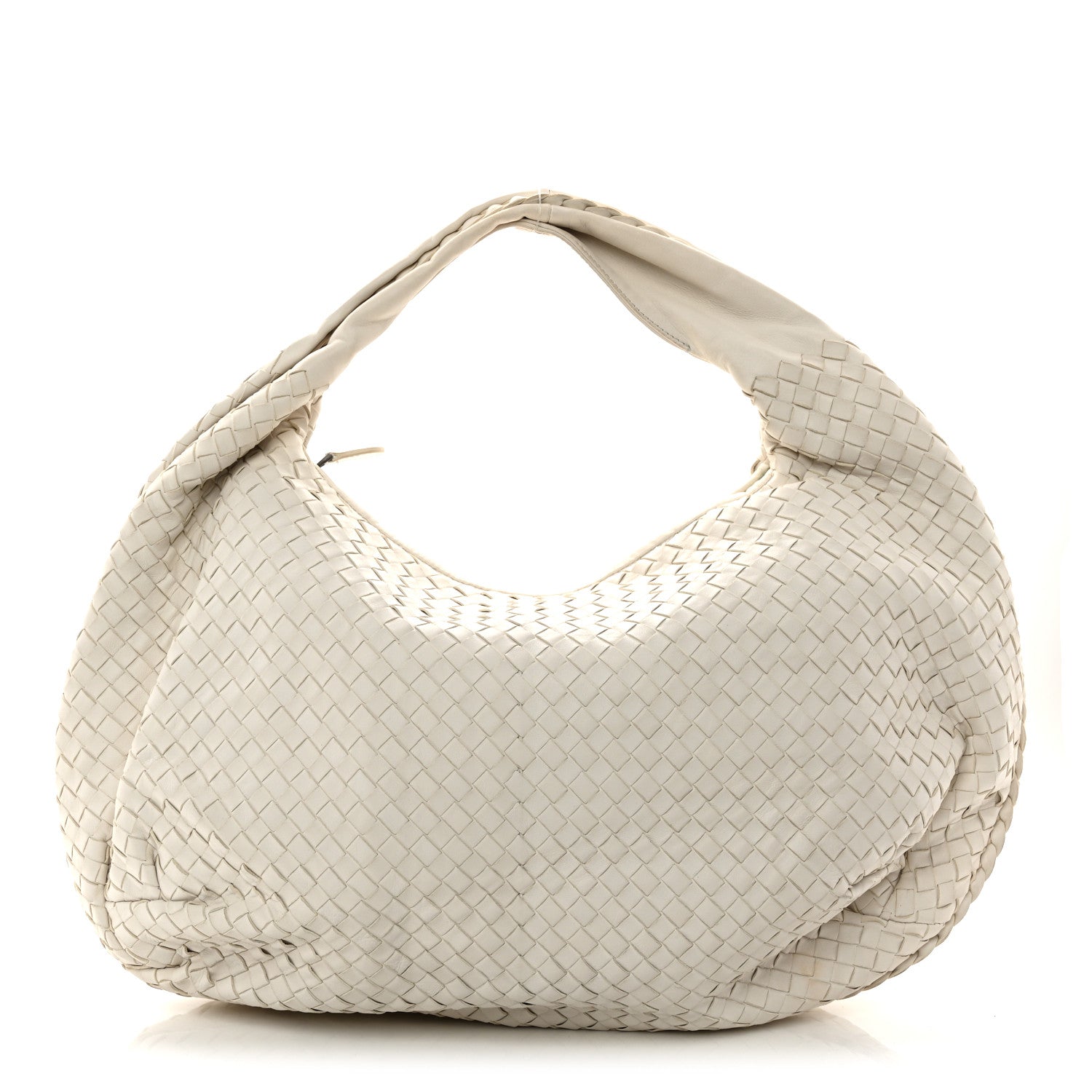 Nappa Intrecciato Large Belly Veneta Hobo White