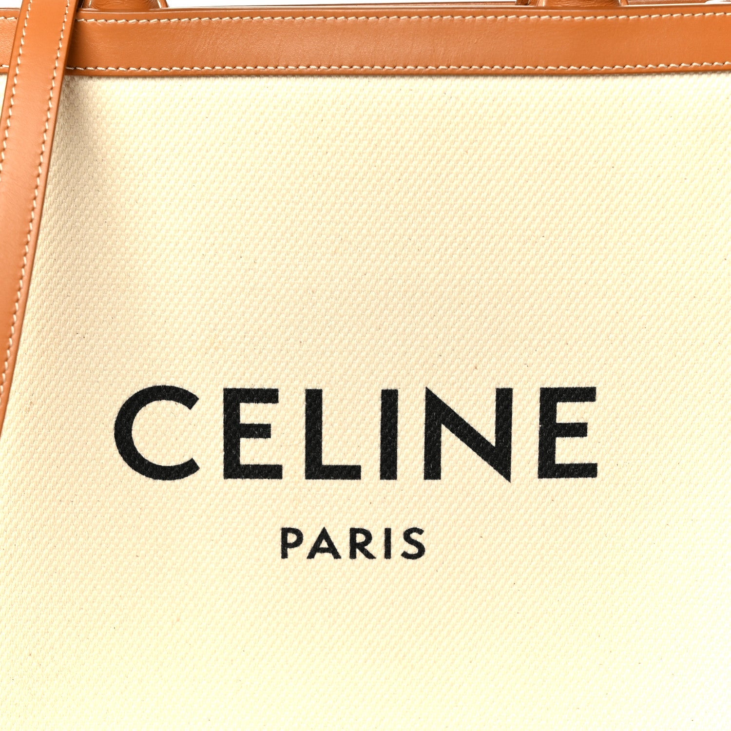 Canvas Calfskin Logo Print Small Vertical Cabas Natural Tan
