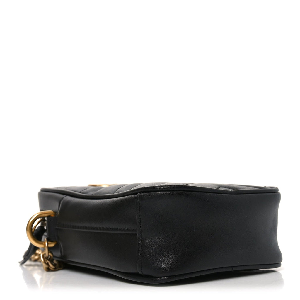 Calfskin Matelasse Mini GG Marmont Crossbody Bag Black