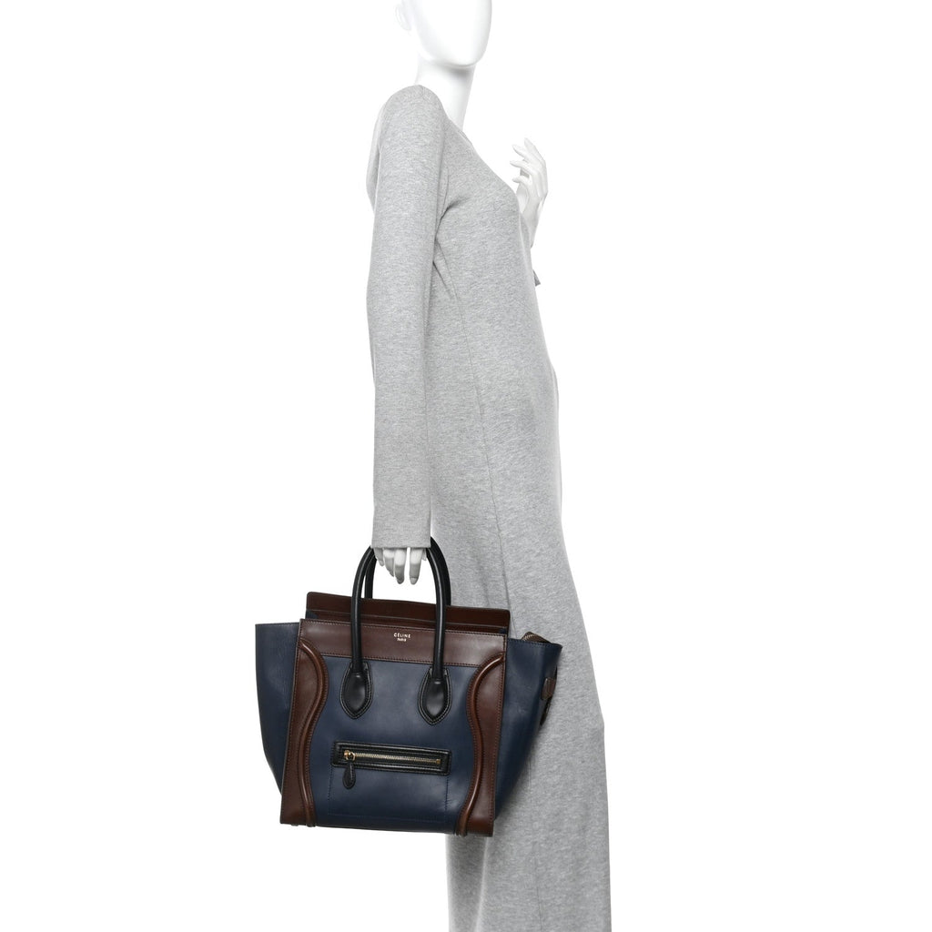 Smooth Calfskin Mini Tri-Color Luggage Navy