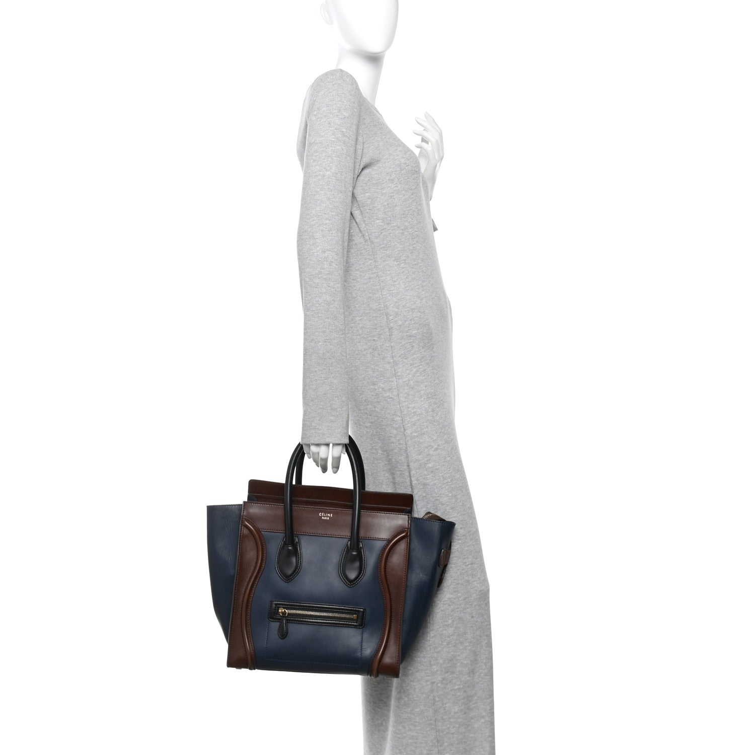 Smooth Calfskin Mini Tri-Color Luggage Navy