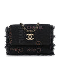 Denim Quilted Denim Mood Clutch With Chain Black Multicolor