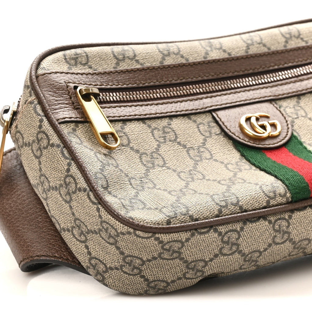 Soft GG Supreme Monogram Medium Ophidia Belt Bag Dark Brown