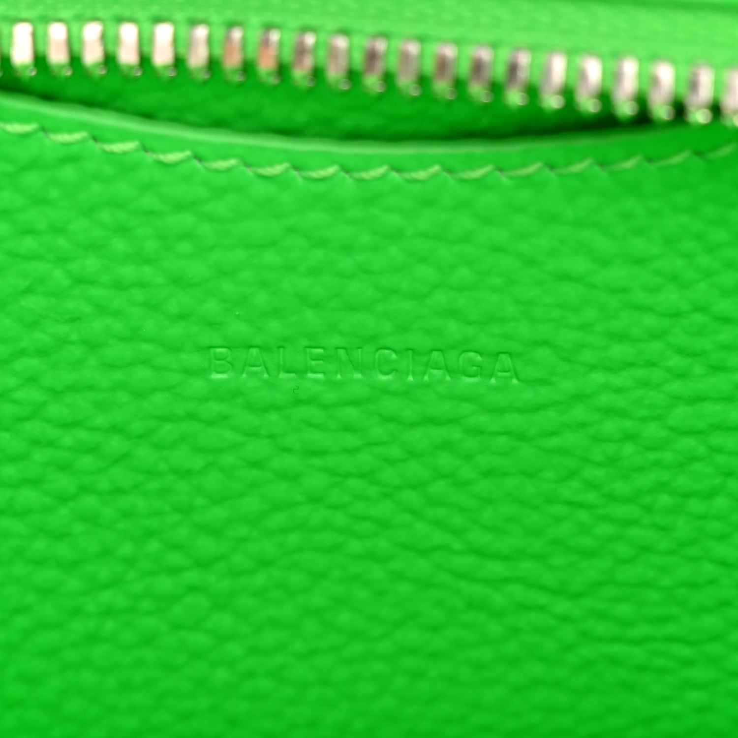 Grained Calfskin Neo Classic Silver Hardware Nano City Crossbody Fluo Green