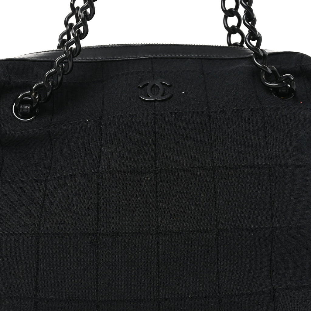 Jersey Quilted Chocolate Bar Shoulder Bag Black