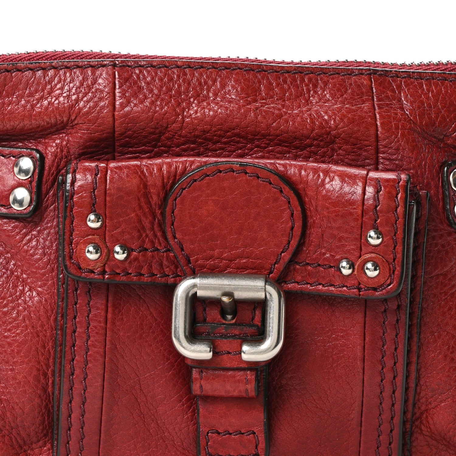 Grained Calfskin Small Paddington Crossbody  Dark Red