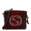 Cotton Wool Textured Calfskin Houndstooth Woven Square Messenger Bag Red Green Ivory Multicolor New Acero