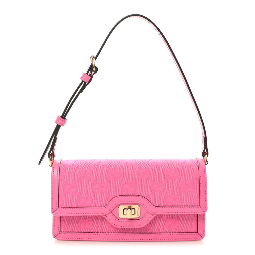 GG Monogram Scratch Lux Calfskin Mini Luce Shoulder Bag Rose Dark Blossom