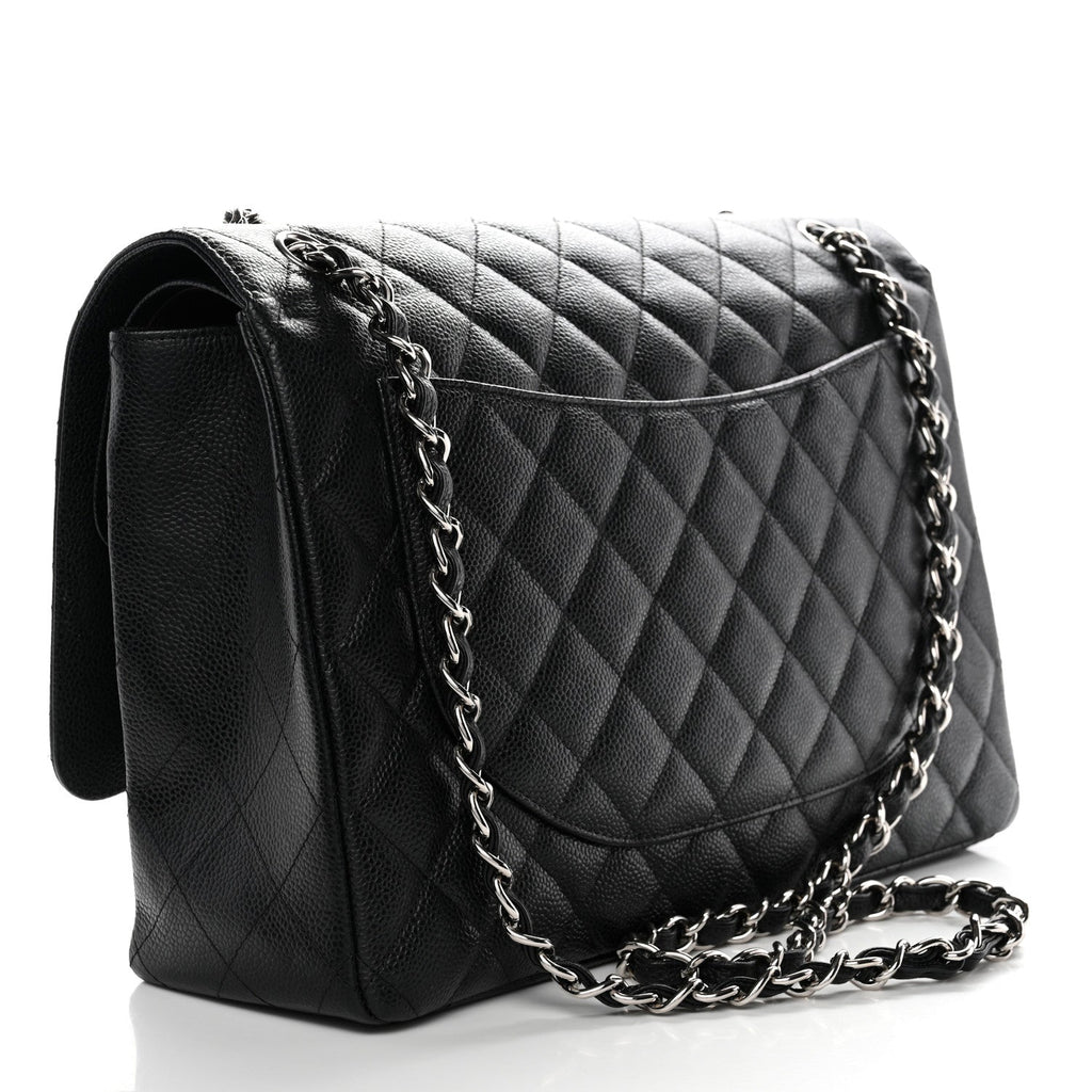 Caviar Quilted Maxi Double Flap Black