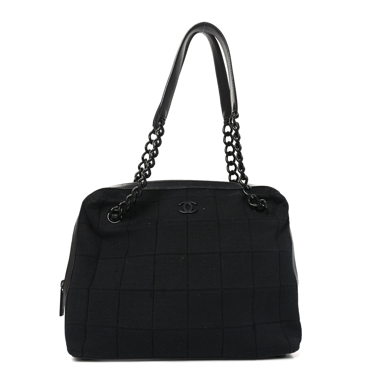 Jersey Quilted Chocolate Bar Shoulder Bag Black