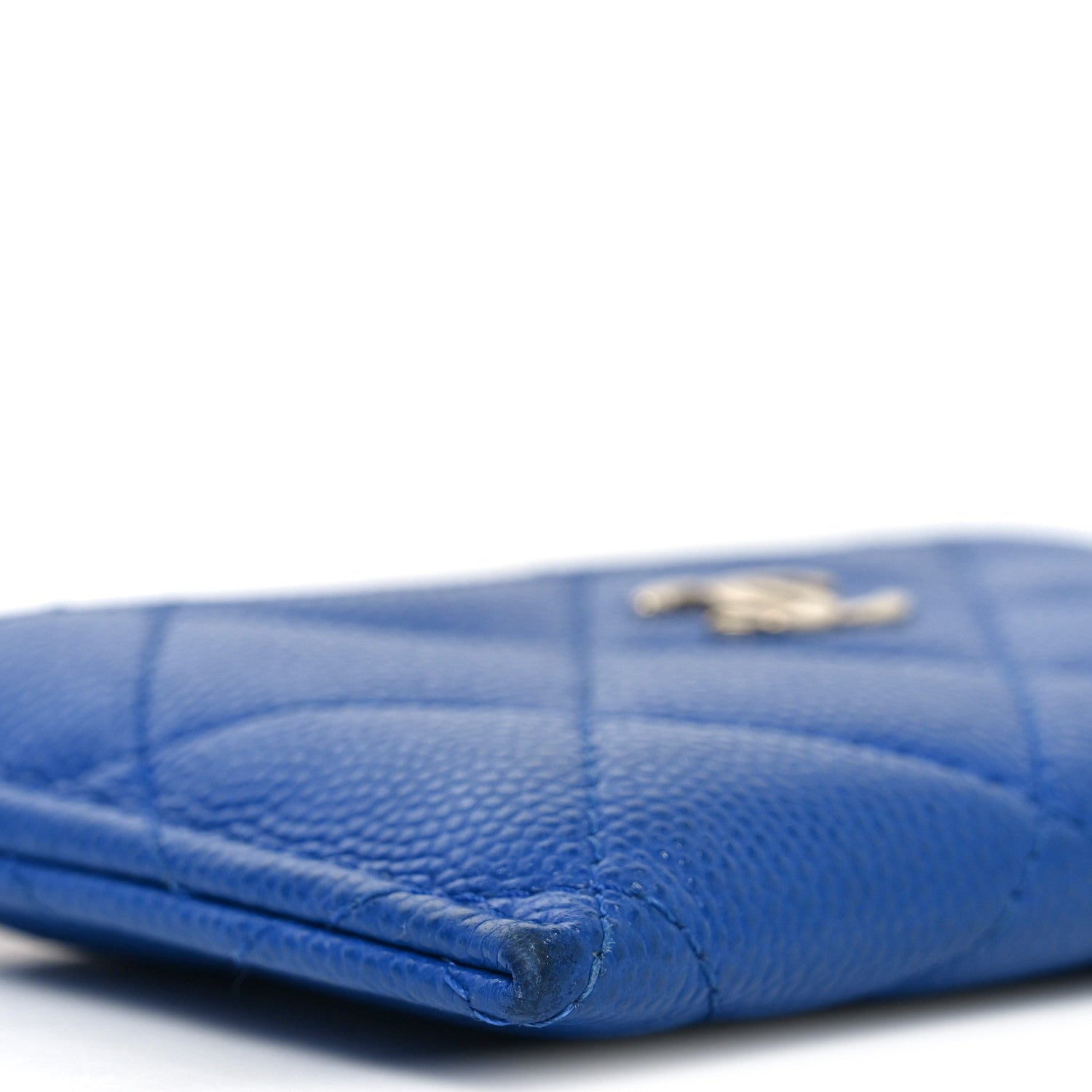 Caviar Quilted Card Holder Blue