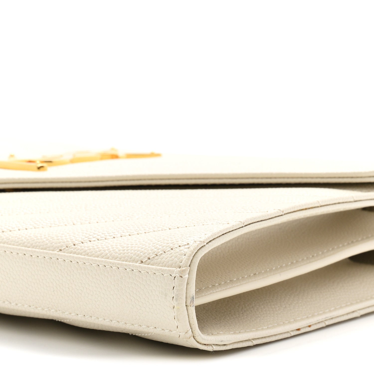 Grain De Poudre Matelasse Chevron Monogram Chain Wallet Crema Soft