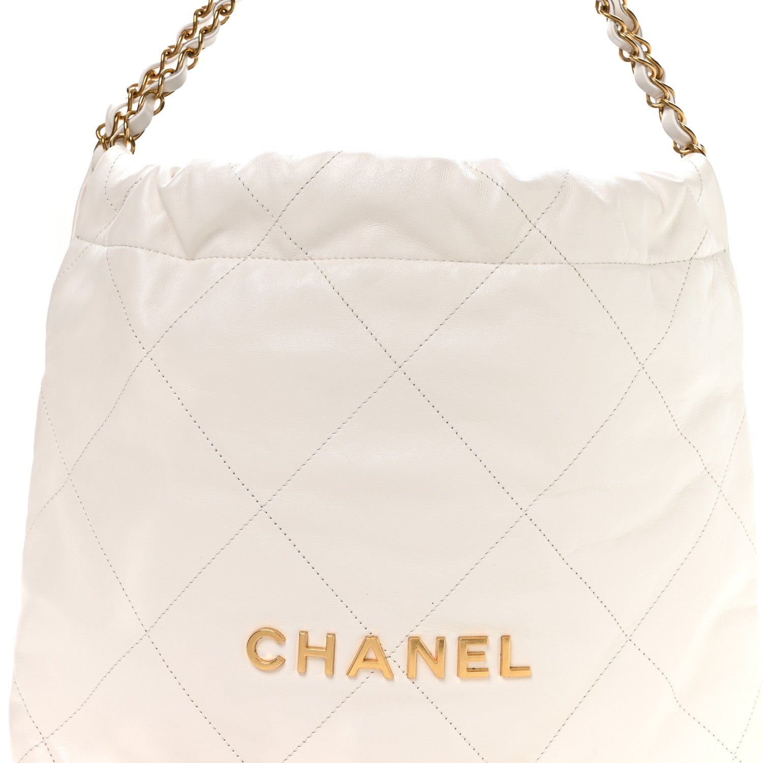 Shiny Calfskin Quilted Small Chanel 22 White