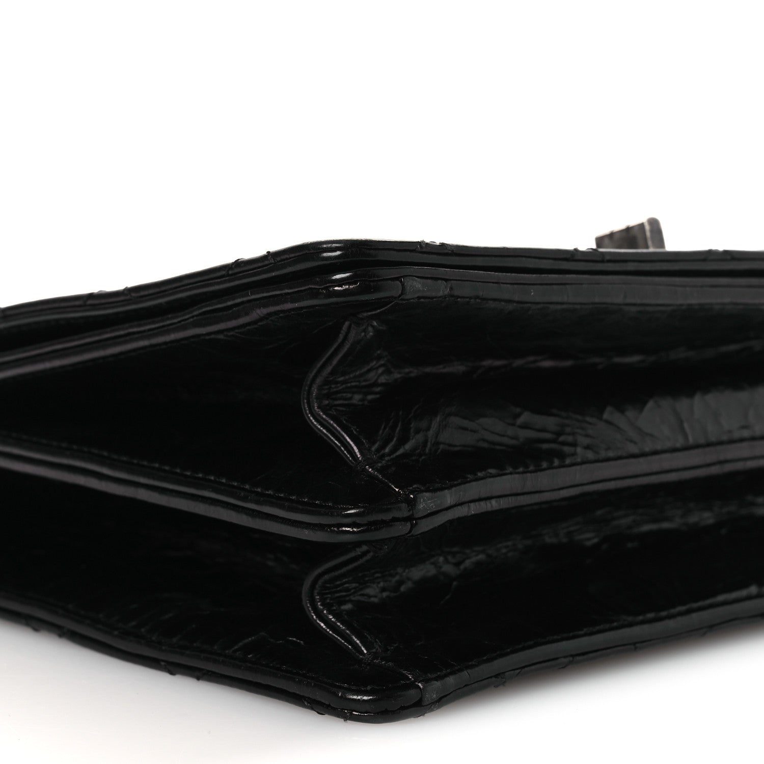 Glazed Calfskin Quilted Rita Top Handle Flap Black