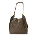 Caviar Quilted Medium Chanel 25 Handbag Dark Khaki