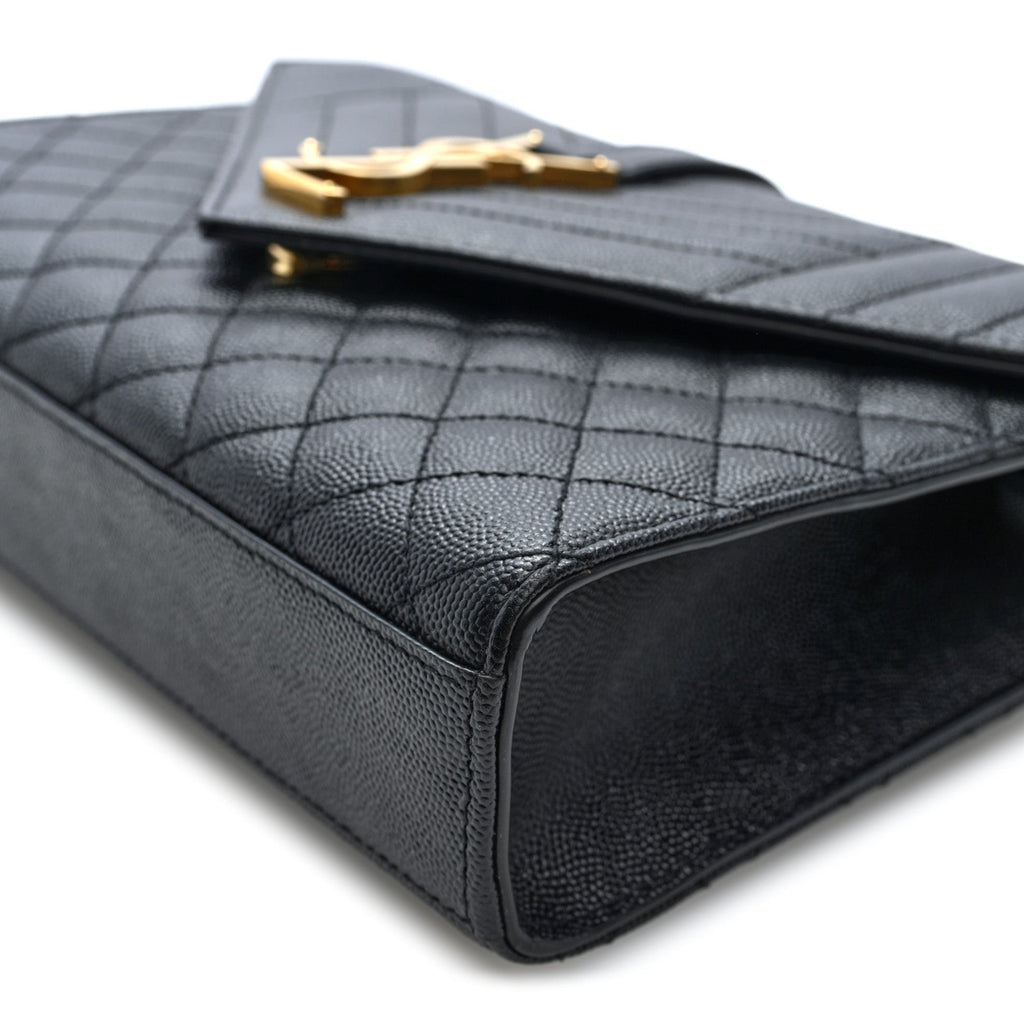 Grain De Poudre Textured Mixed Matelasse Triquilt Medium Monogram Satchel Black