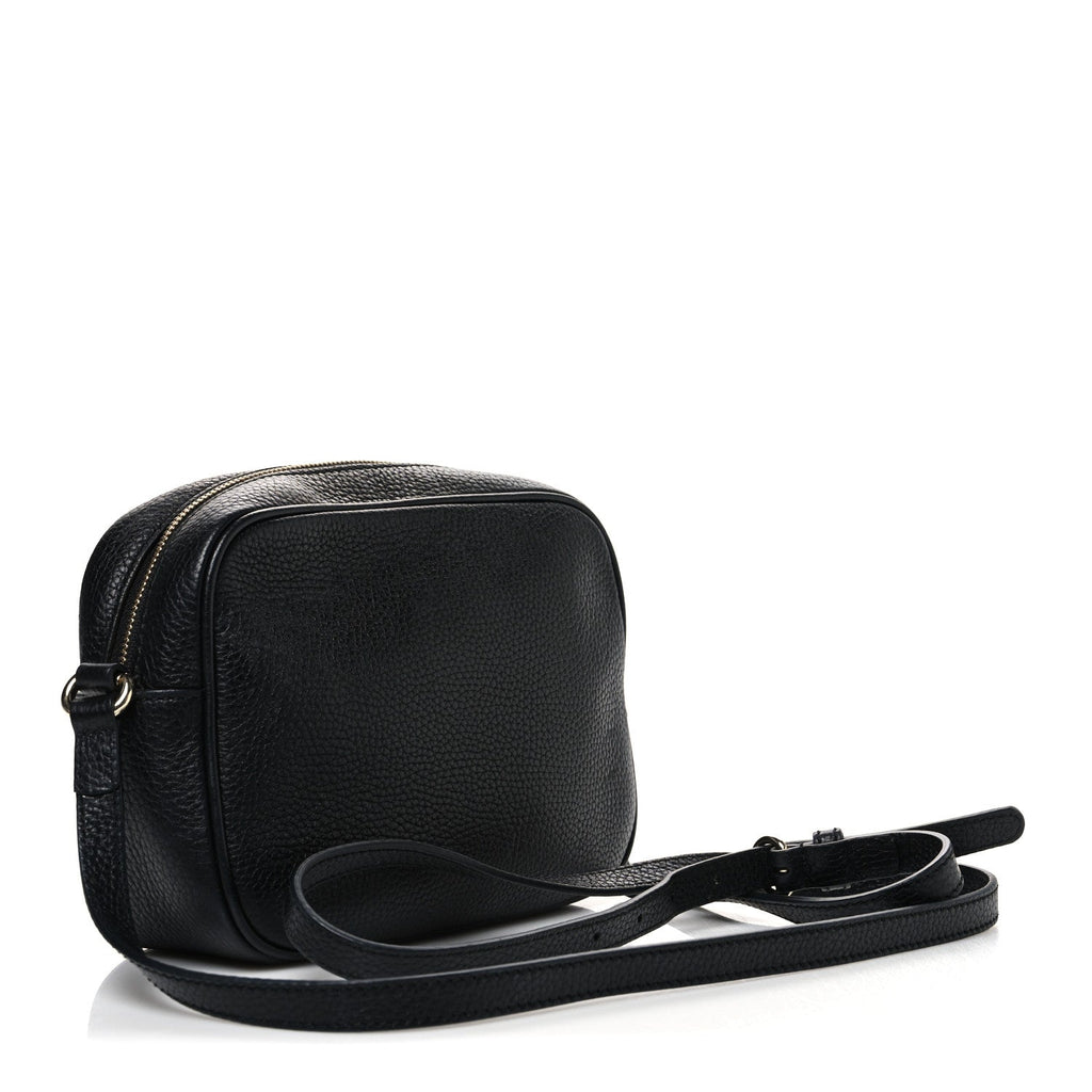 Pebbled Calfskin Small Soho Disco Bag Black