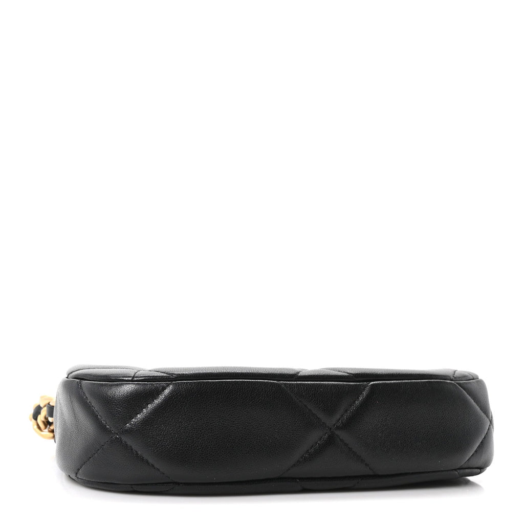 Lambskin Quilted Chanel 19 Hobo Clutch With Chain Black