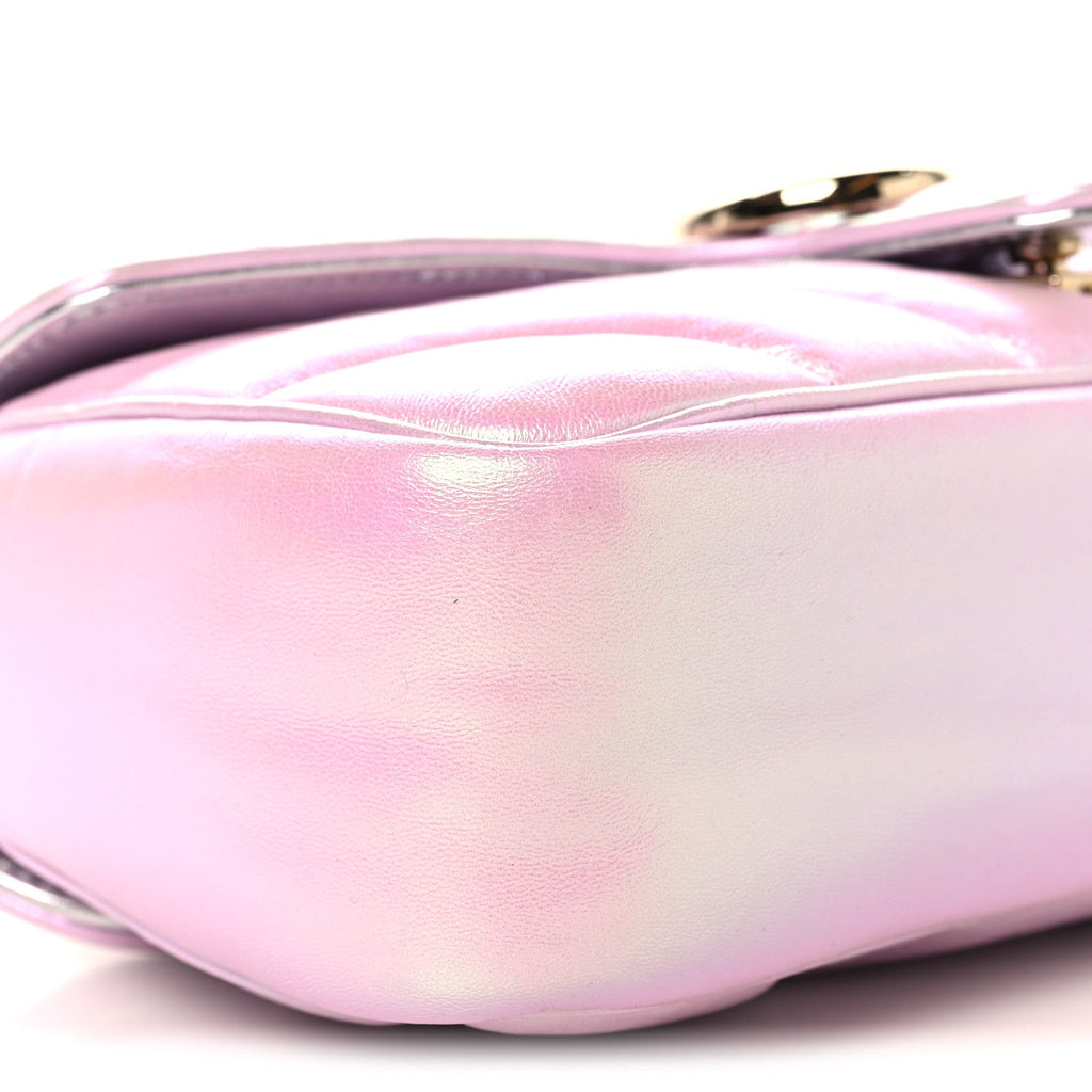 Iridescent Nappa Chevron Matelasse Small GG Marmont Shoulder Bag Iridescent Escape Pink