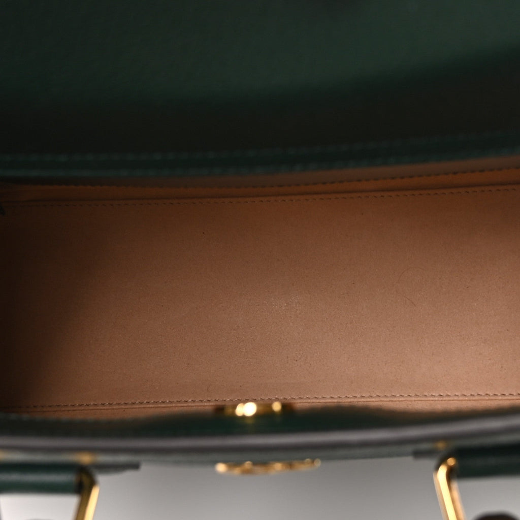 Textured Dollar Calfskin Web Diana Tote Bag Vintage Green Powder Pink